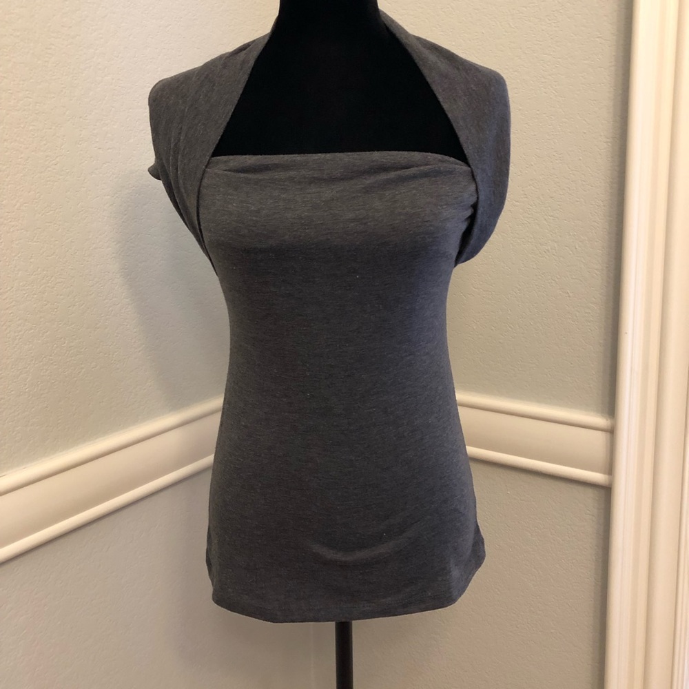 Grey top with unique neck line